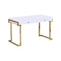 Kd Gabinetes Kendrick White Lacquered With Gold Plated Computer Desk KD2208203